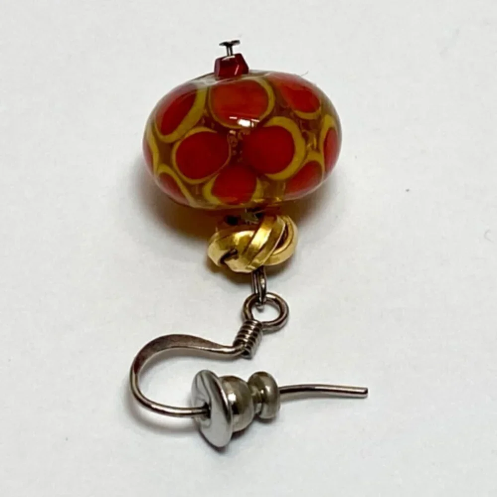 Murano Venetian Earrings Clear Glass Bead Multi‎ Color Polka Dot Dangle Hook VTG